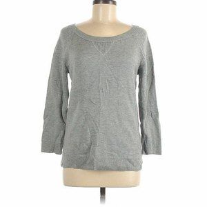 GAP Sweater Womens Medium Gray Knit Classic Wool Blend Soft Basic Neutral Preppy